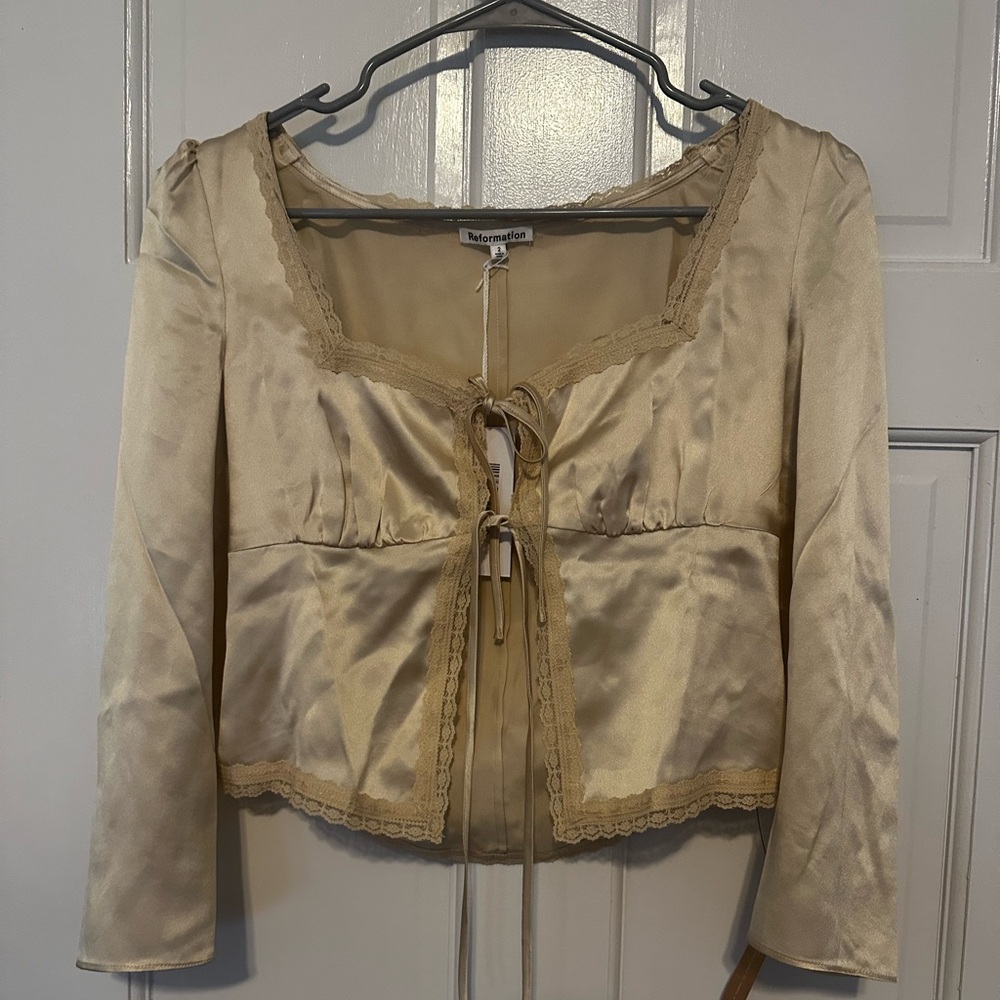 NWT! Reformation Lucinda Silk Top